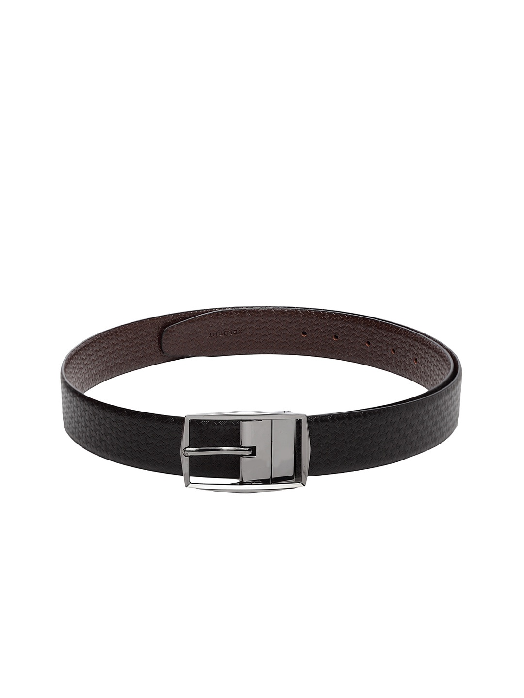 

WELBAWT Men Black & Brown Textured Leather Reversible Belt
