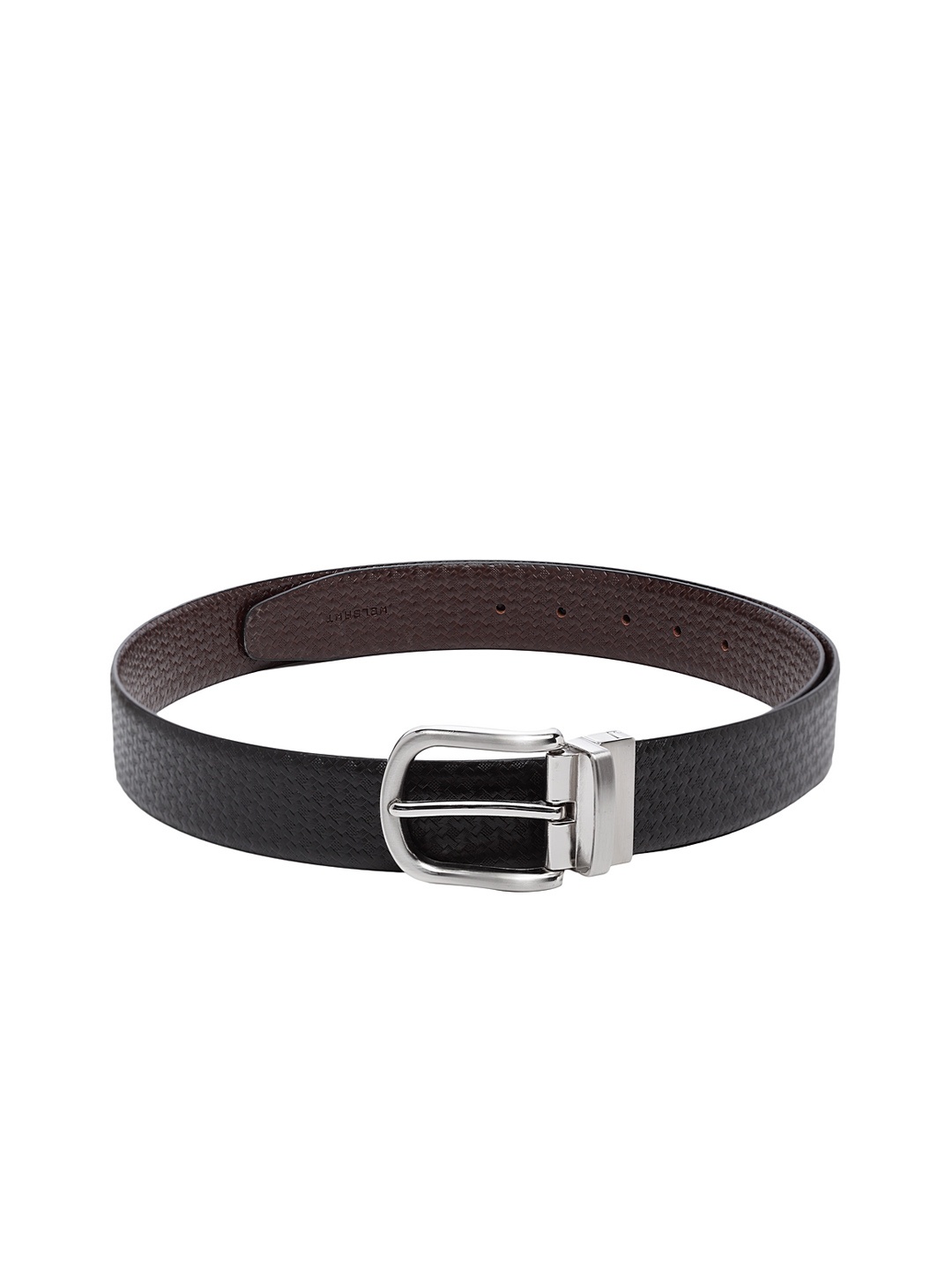 

WELBAWT Men Black & Brown Textured Leather Reversible Belt