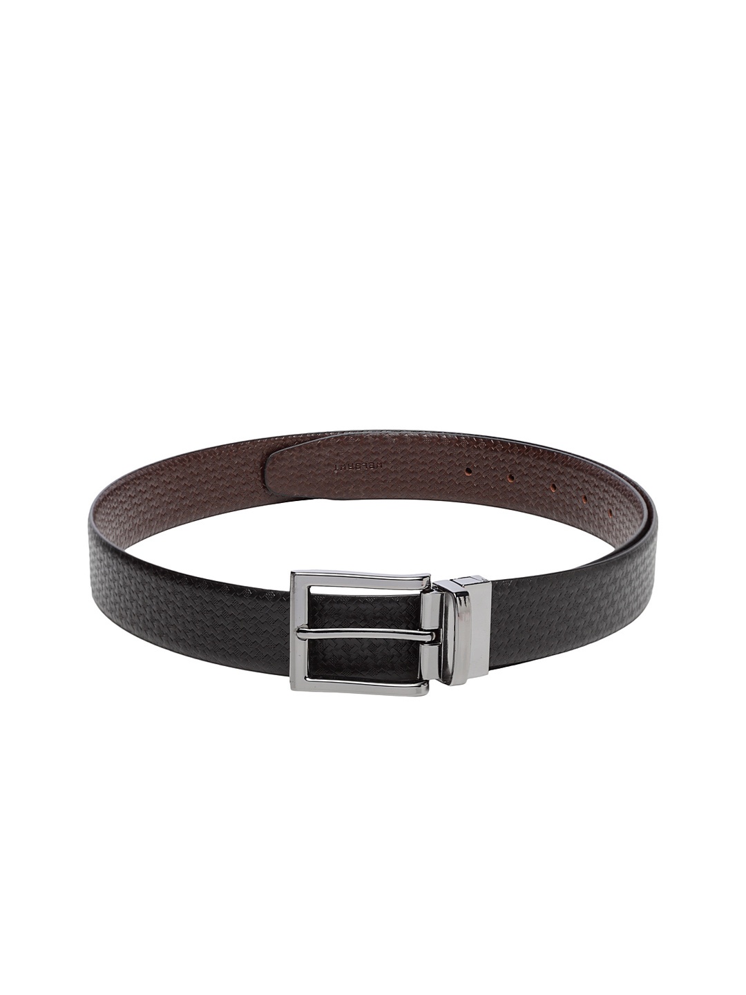 

WELBAWT Men Black & Brown Textured Leather Reversible Belt