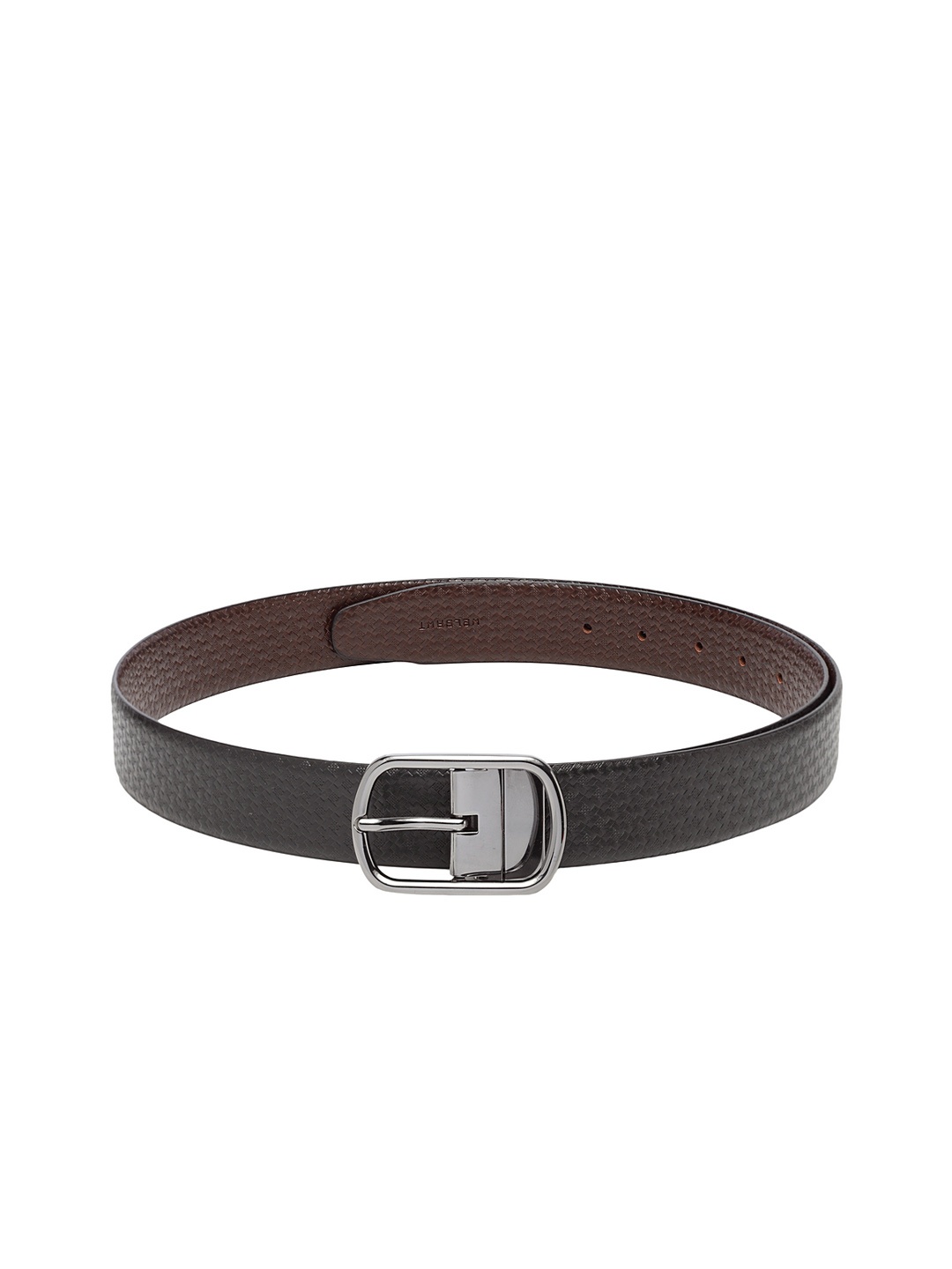 

WELBAWT Men Black & Brown Textured Leather Reversible Belt