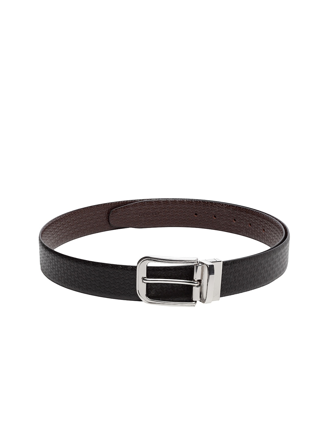 

WELBAWT Men Black & Brown Textured Leather Reversible Belt