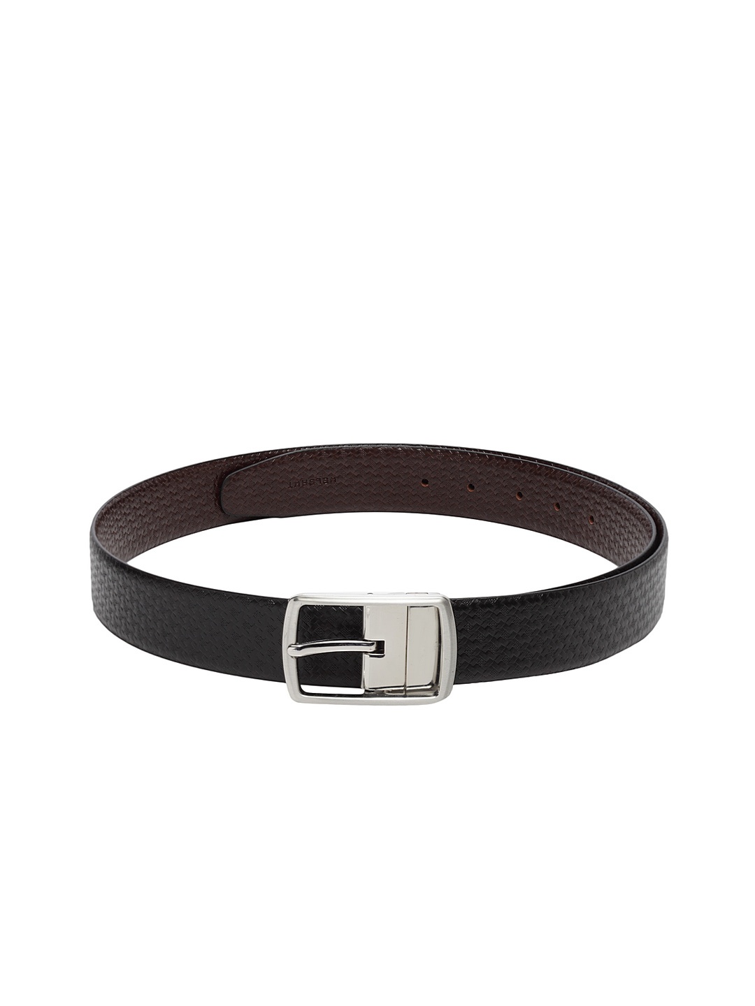 

WELBAWT Men Black & Brown Textured Leather Reversible Belt