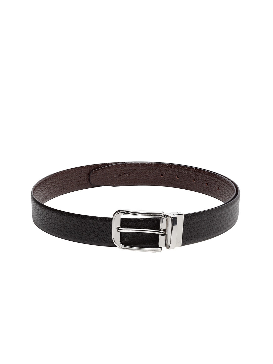 

WELBAWT Men Black & Brown Textured Leather Reversible Belt