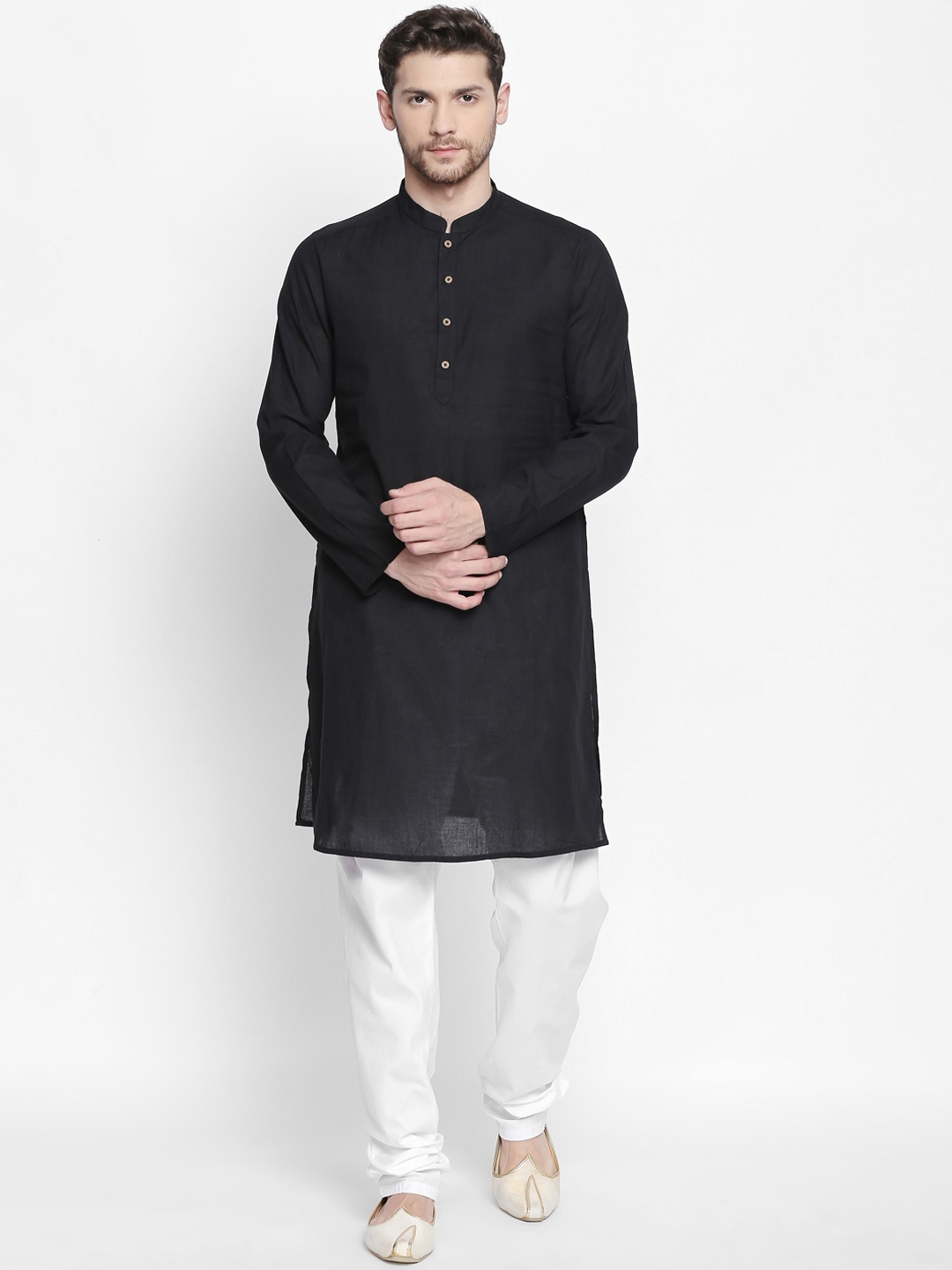 

indus route by Pantaloons Men Black Solid Straight Kurta