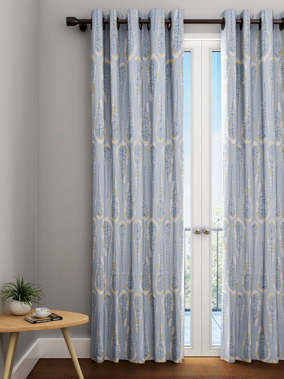 

URBAN DREAM Blue Floral Single Door Curtain