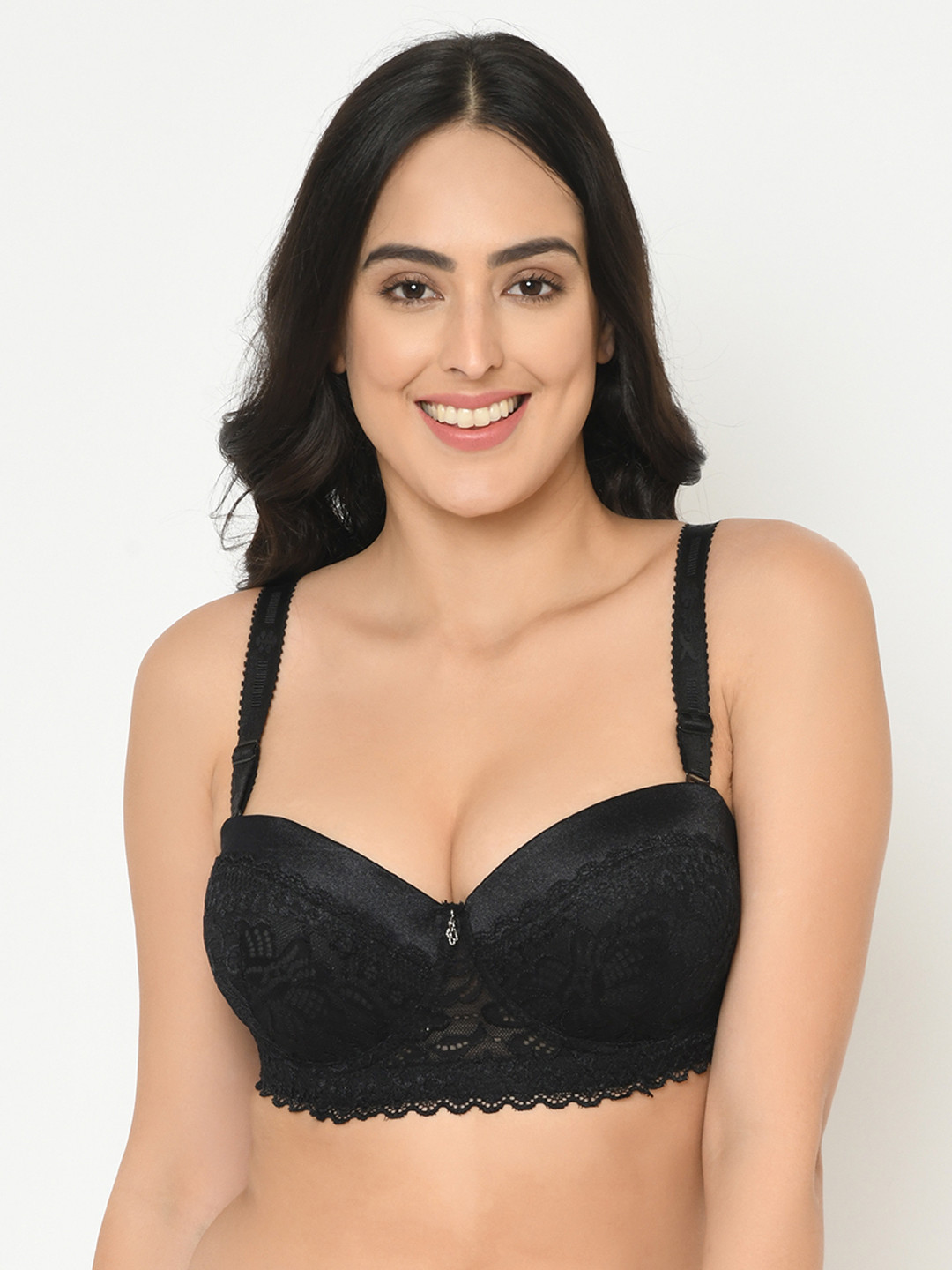 

Curvy Love Plus Size Black Lace Underwired Lightly Padded Rapid Dry Balconette Bra CL-01-C20
