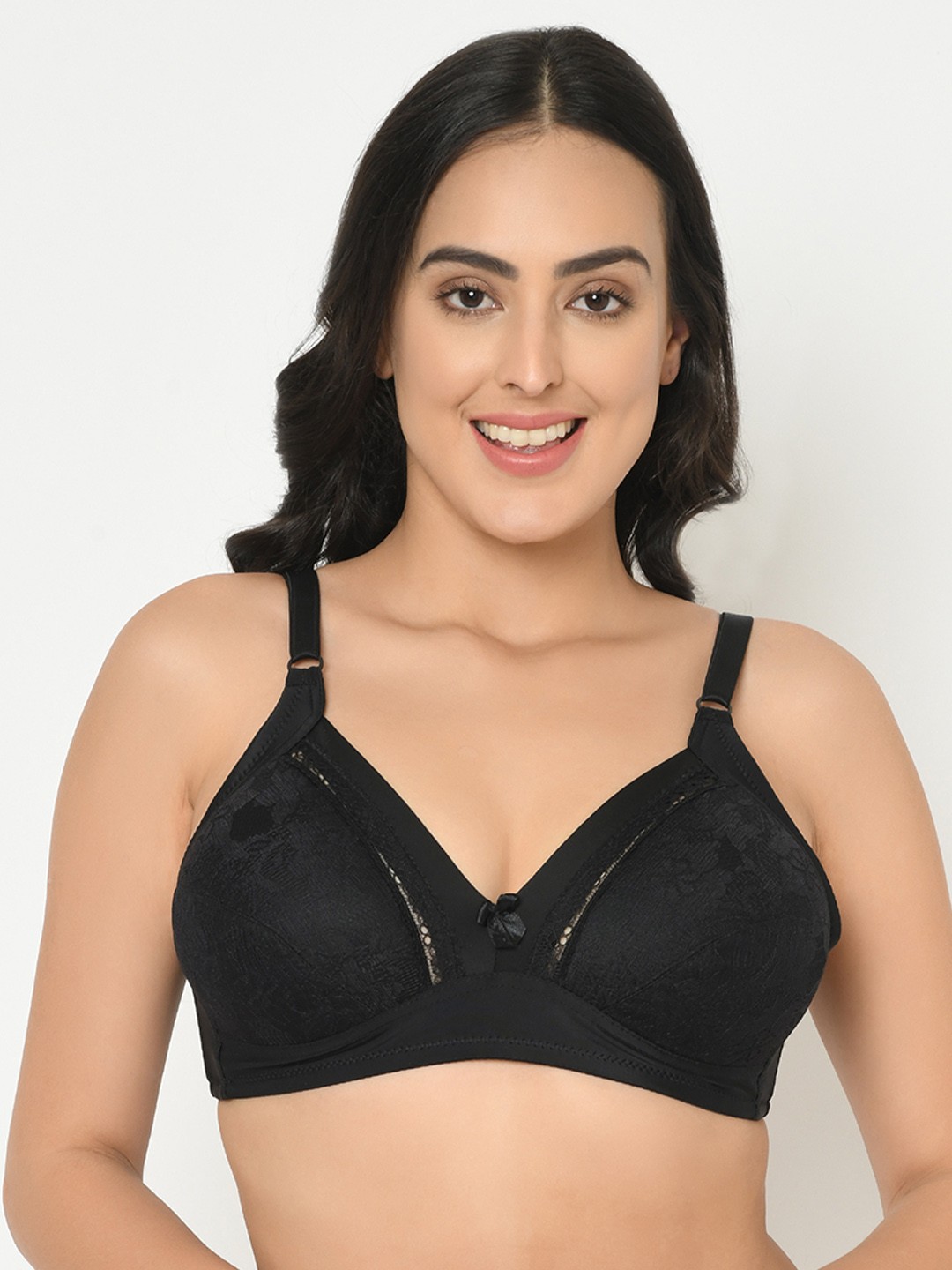 

Curvy Love Plus Size Black Solid Non-Wired Non Padded Rapid Dry Everyday Bra CL-1274