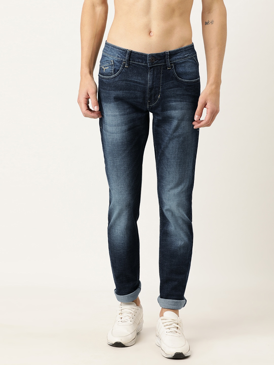 

Flying Machine Men Blue Tapered Fit Mid-Rise Clean Look Stretchable Jeans