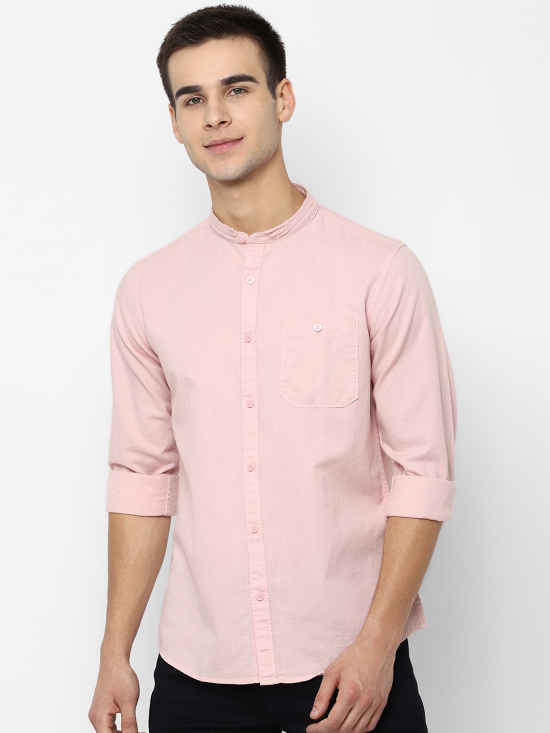 

People Men Pink Regular Fit Solid Casual Shirt