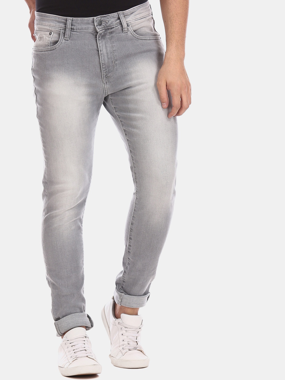 

Aeropostale Men Grey Super Skinny Fit Mid-Rise Clean Look Jeans