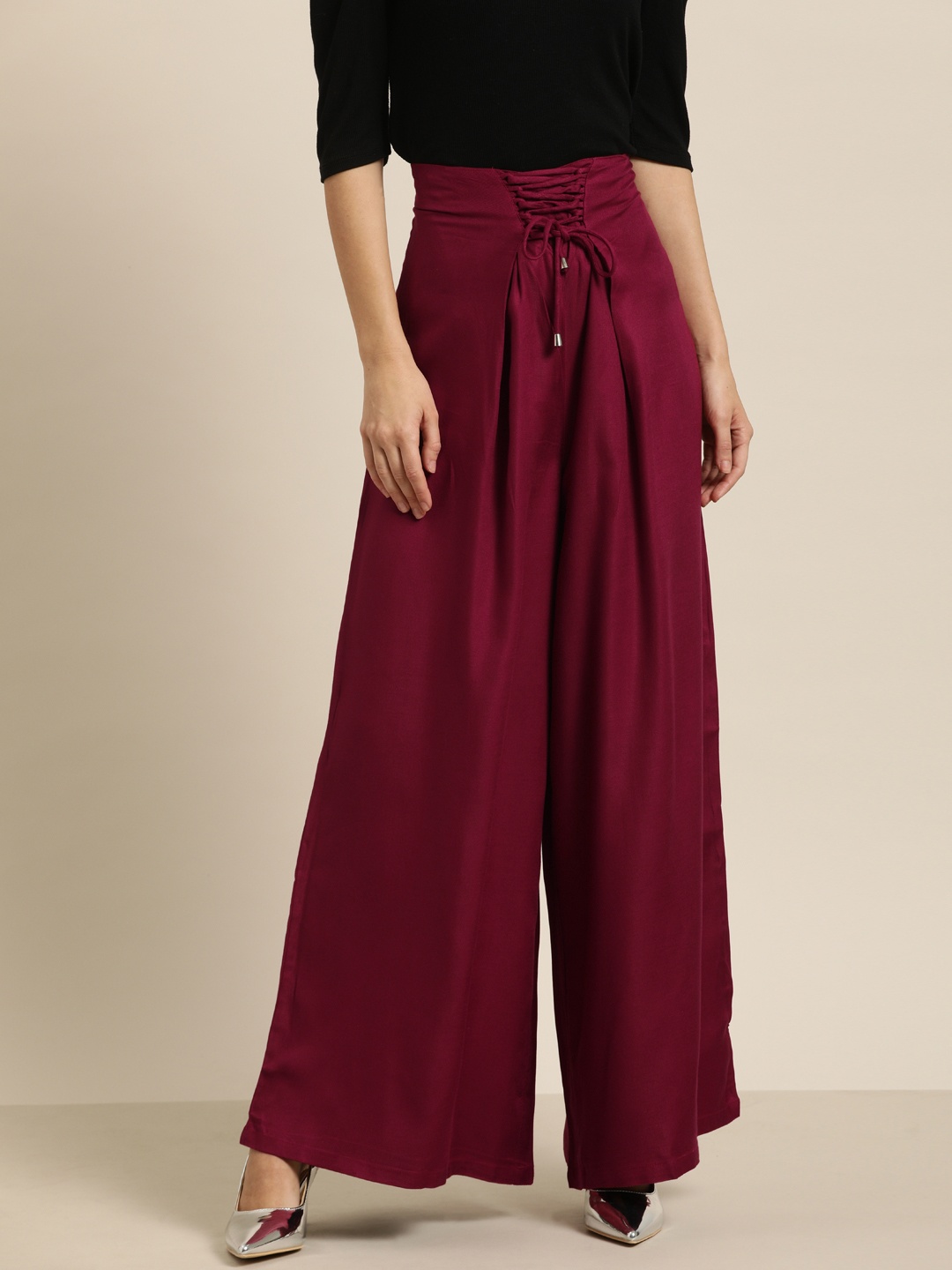 

Moda Rapido Women Maroon Regular Fit Solid Parallel Trousers