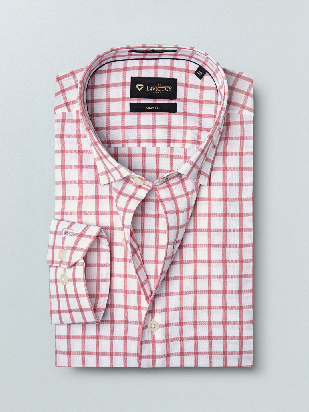 

INVICTUS Men White & Red Slim Fit Checked Formal Shirt