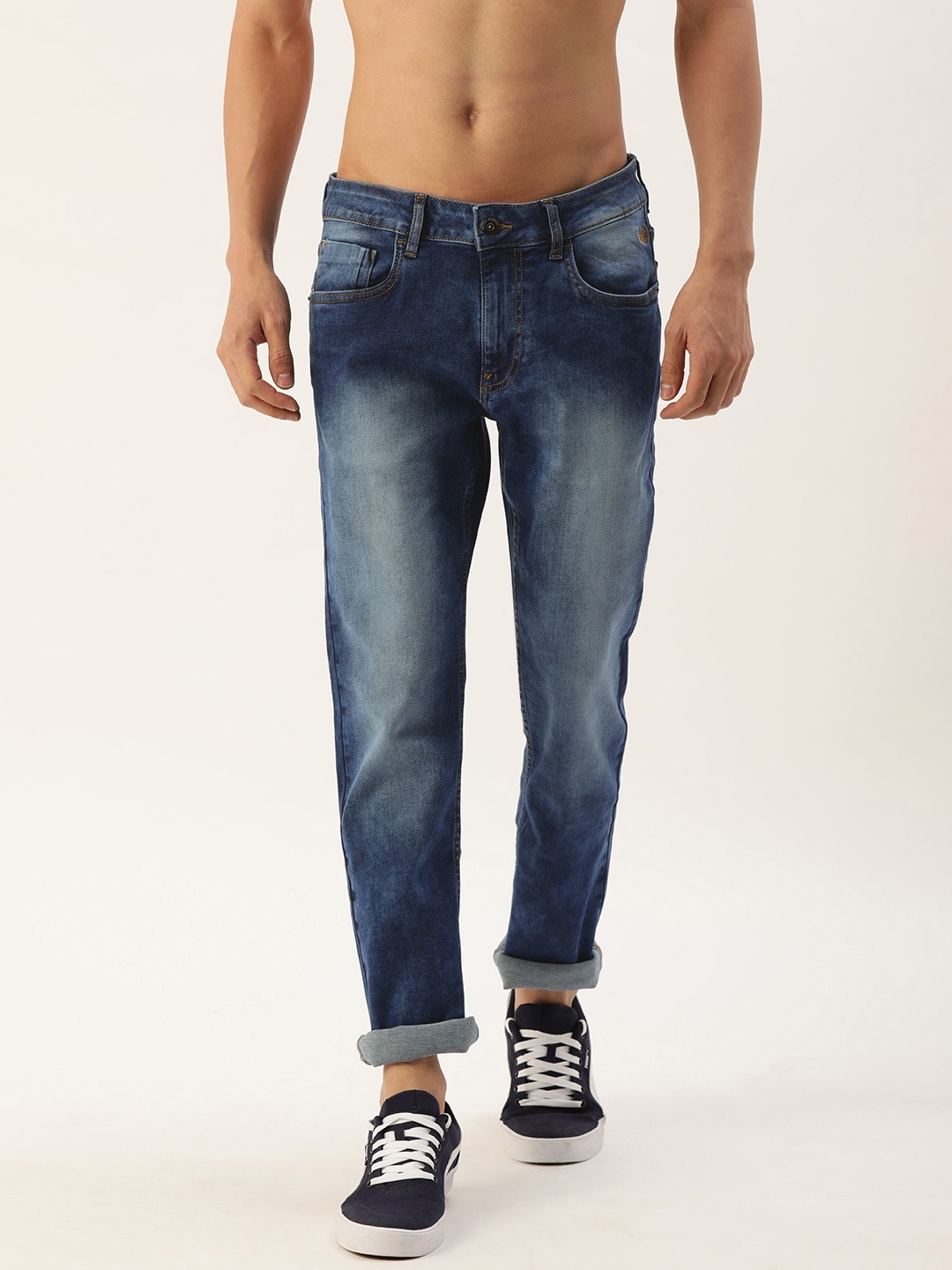 

Flying Machine Men Blue Micheal Slim Tapered Fit Heavy Fade Acid Wash Stretchable Jeans
