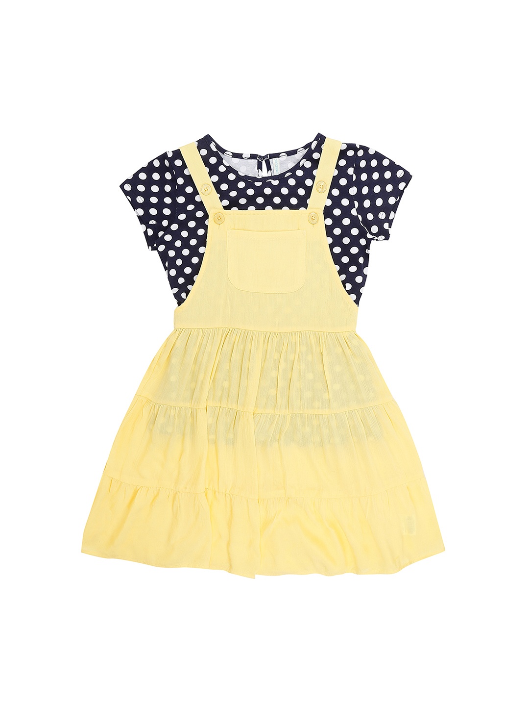 

Pantaloons Junior Girls Yellow Solid Fit and Flare Dress with T-Shirt