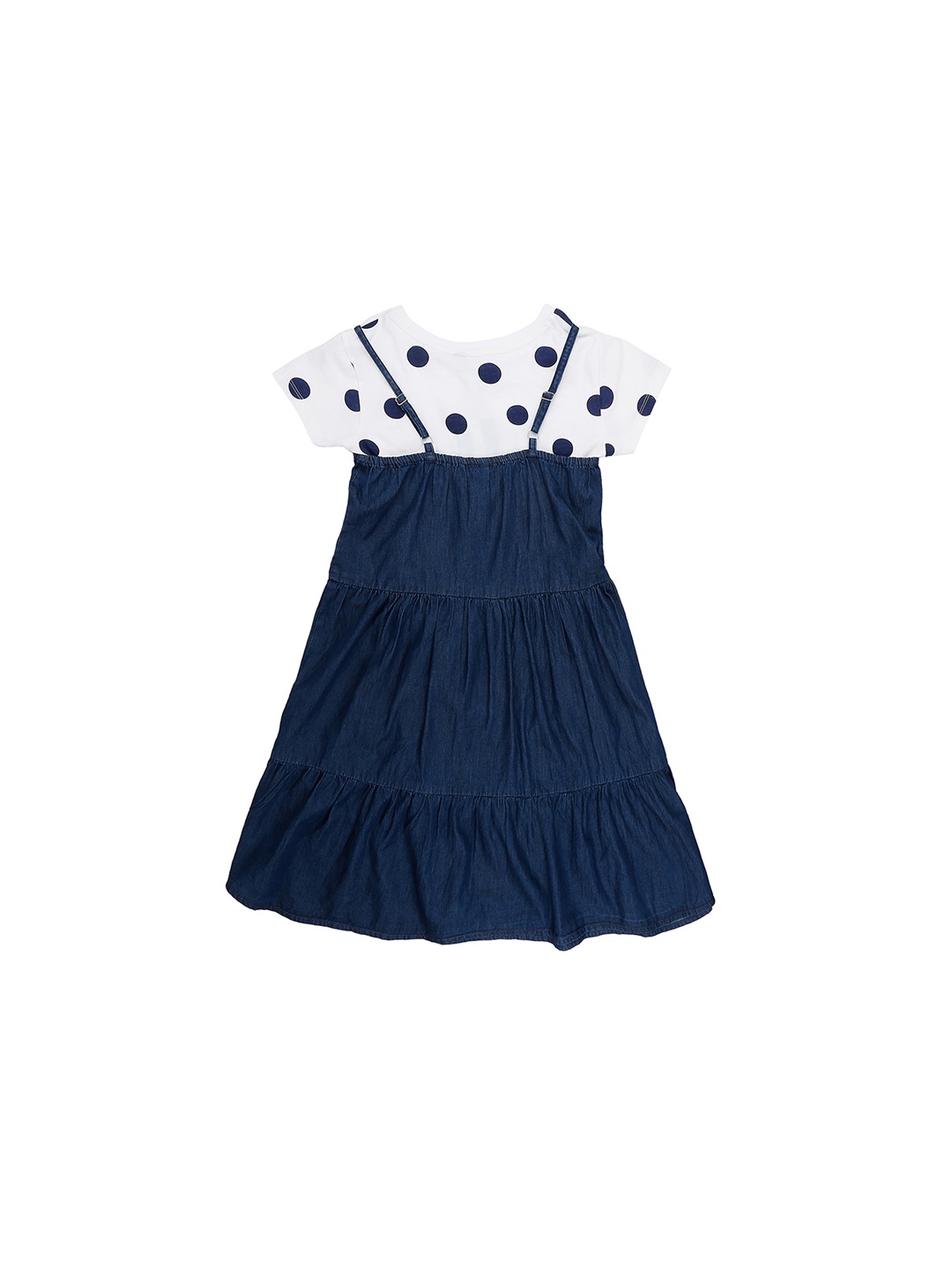 

Pantaloons Junior Girls Navy Blue & White Printed Fit and Flare Dress