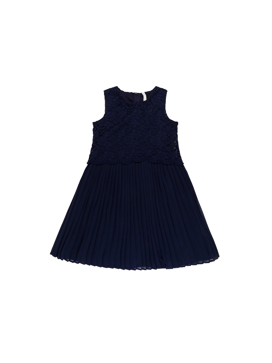 

Pantaloons Junior Girls Navy Blue Self Design Fit and Flare Dress