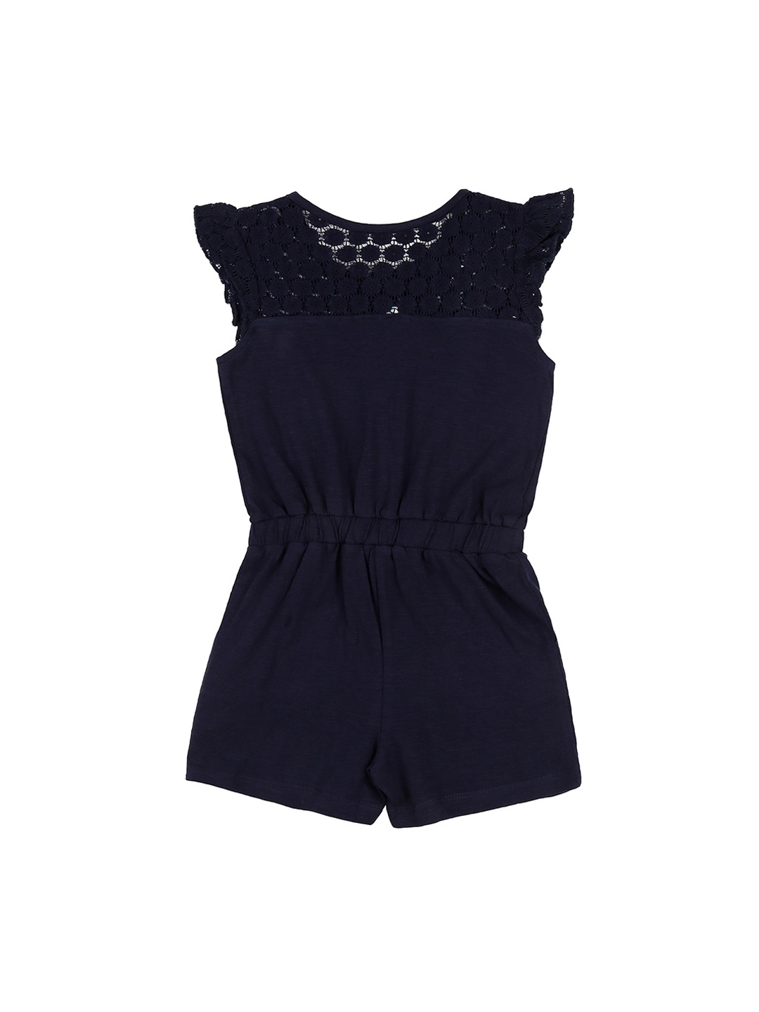 

Pantaloons Junior Girls Navy Blue Self Design Rompers