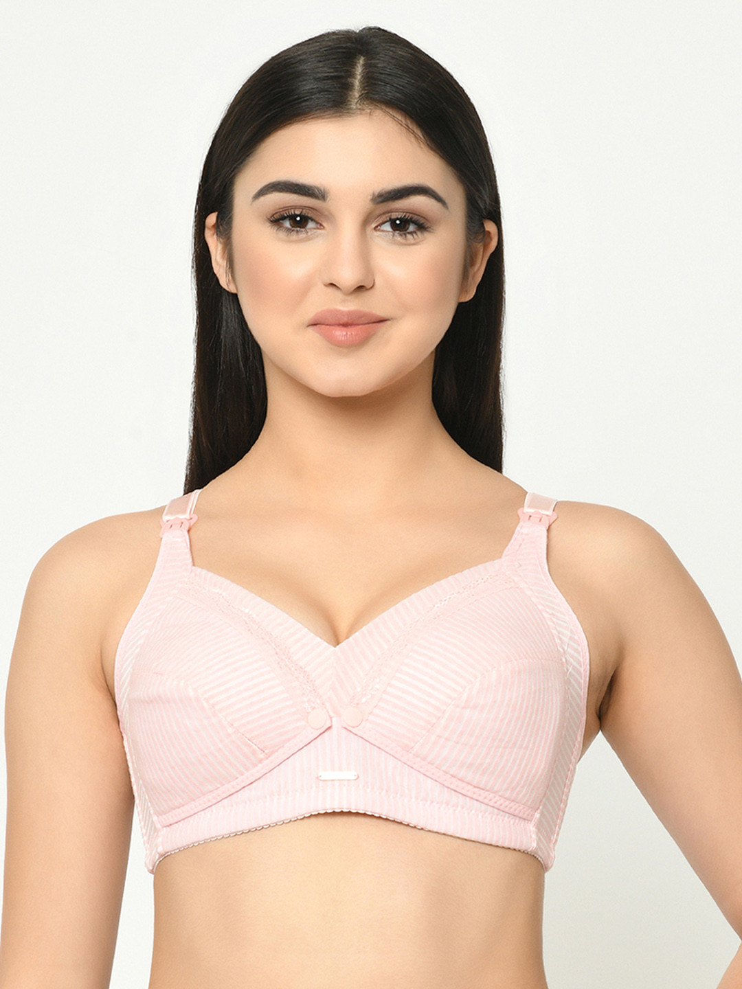 

MAMMA PRESTO Pink & White Printed Antimicrobial Non Padded Maternity Nursing Bra MPF-11