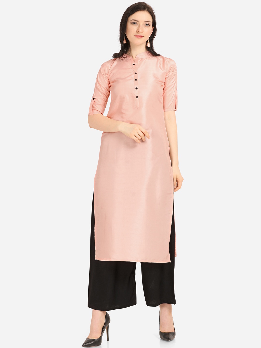 

Silk Bazar Women Peach-Coloured Solid Kurta with Palazzos