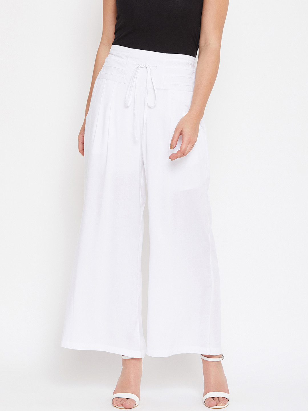 

TULIP 21 Women White Solid Flared Palazzos