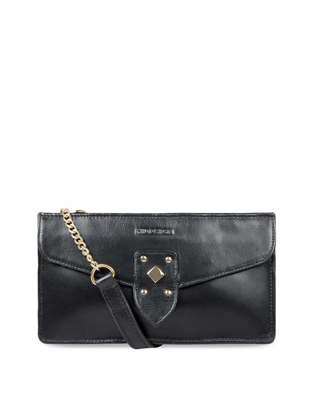 

Hidesign Black Solid Leather Purse Clutch