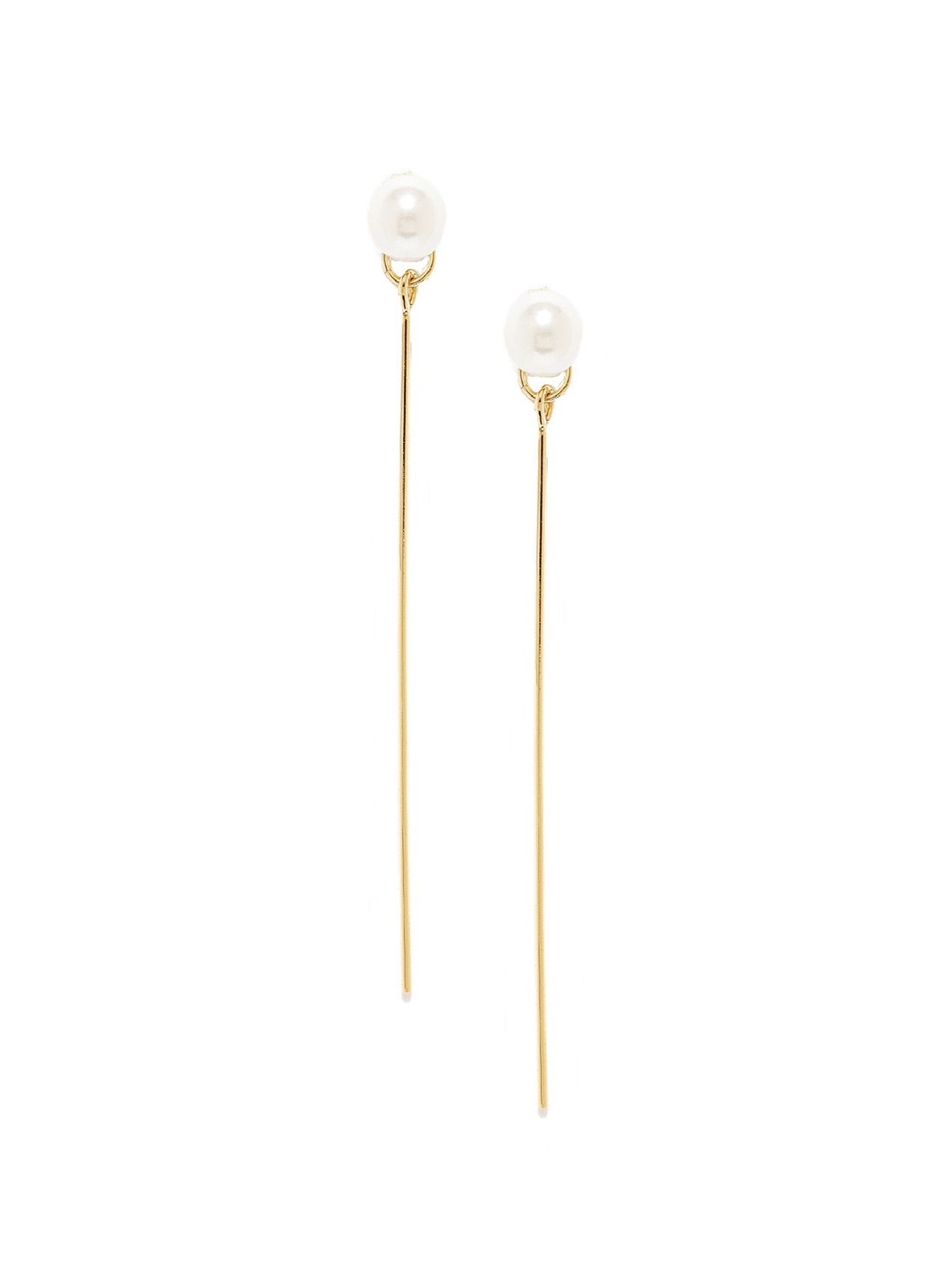 

OOMPH White & Gold-Toned Contemporary Drop Earrings