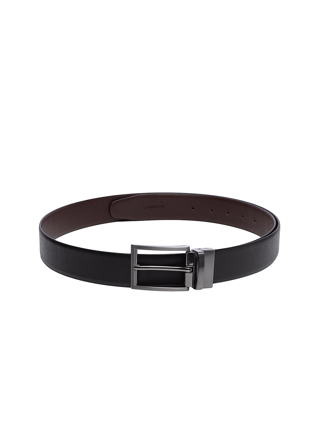 

WELBAWT Men Black & Brown Textured Reversible Leather Belt