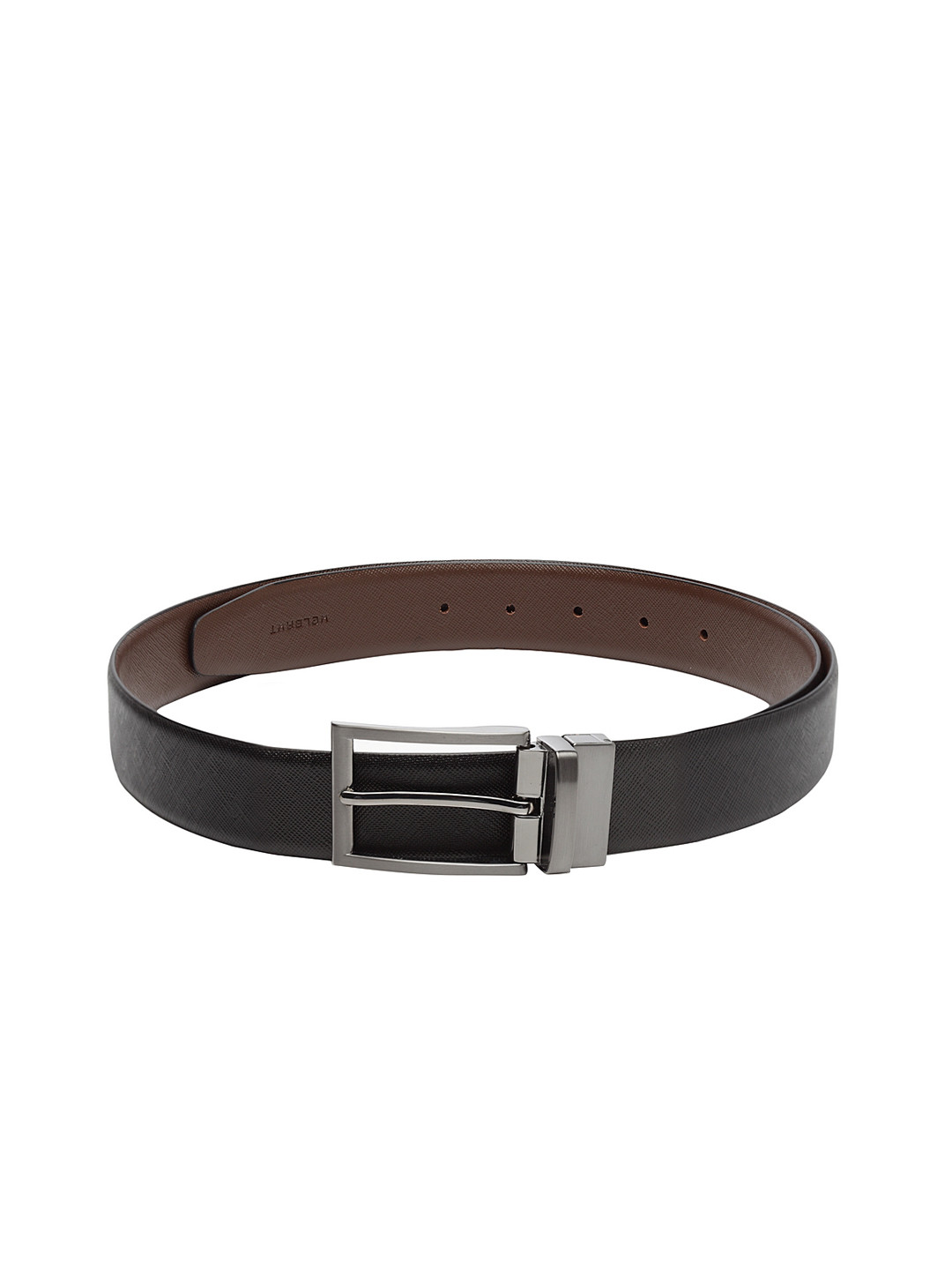 

WELBAWT Men Black & Brown Textured Reversible Leather Belt