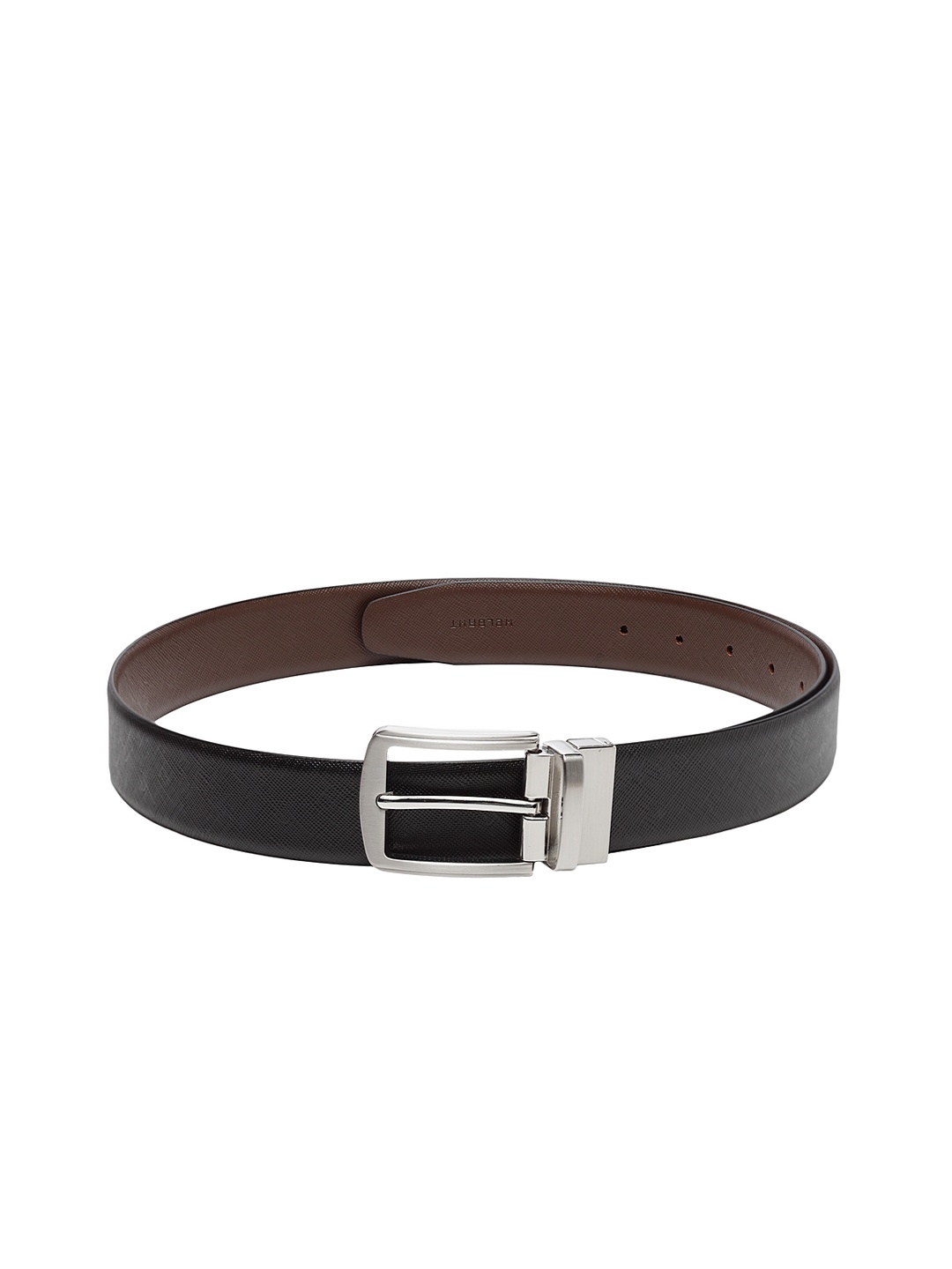 

WELBAWT Men Black & Brown Textured Reversible Leather Belt