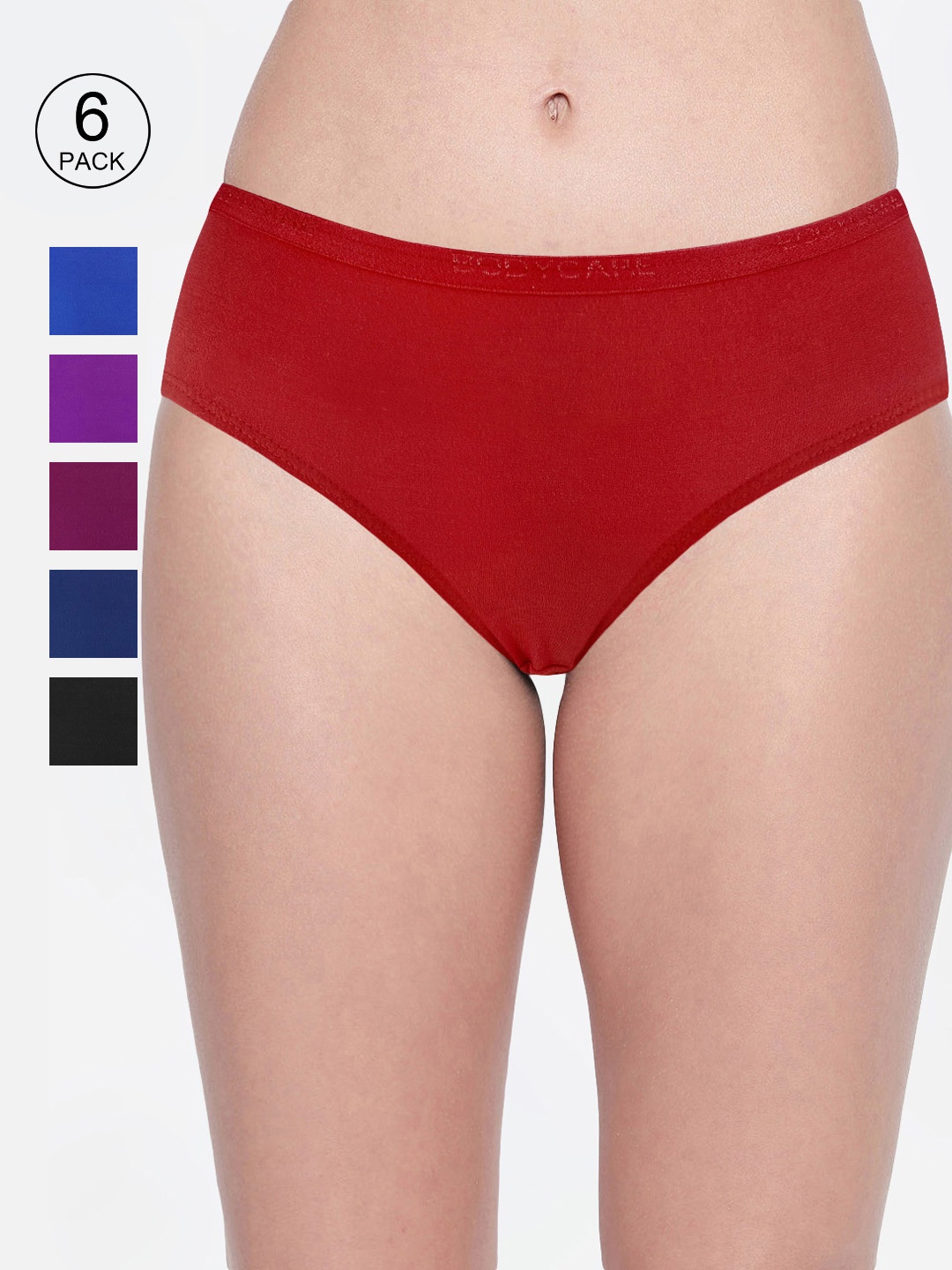 

Bodycare Women Pack Of 6 Assorted Solid Hipster Briefs 87D-6PCS