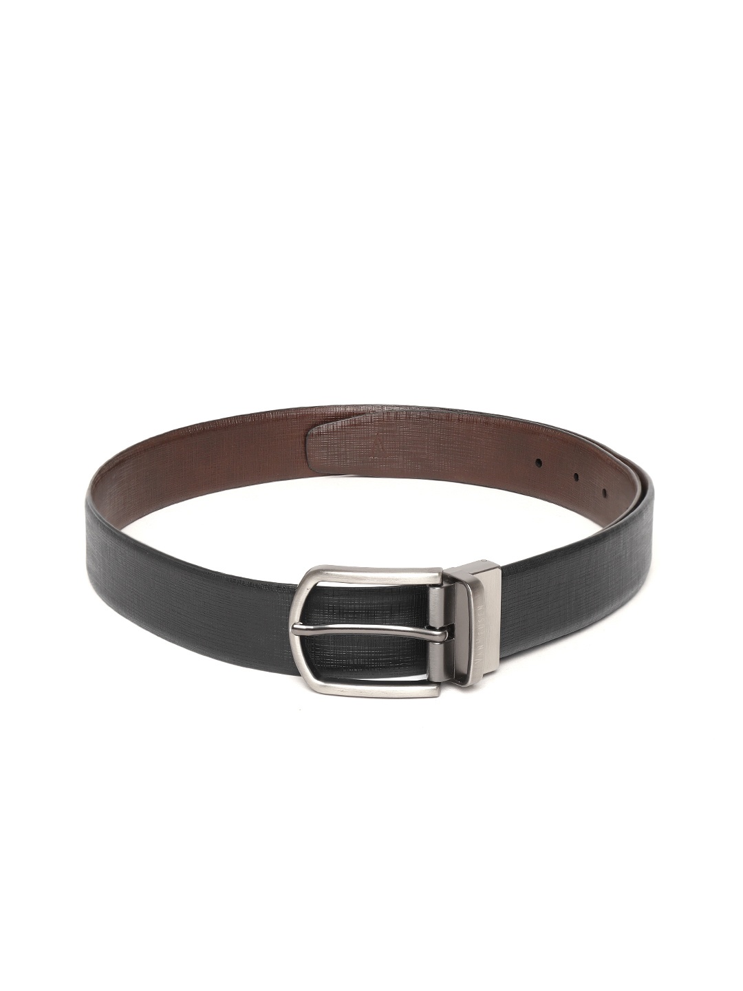 

Van Heusen Men Black & Coffee Brown Textured Reversible Leather Belt