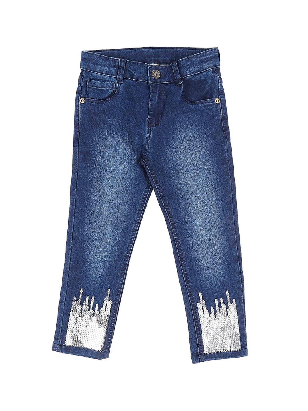 

Pantaloons Junior Girls Blue Regular Fit Mid-Rise Clean Look Jeans