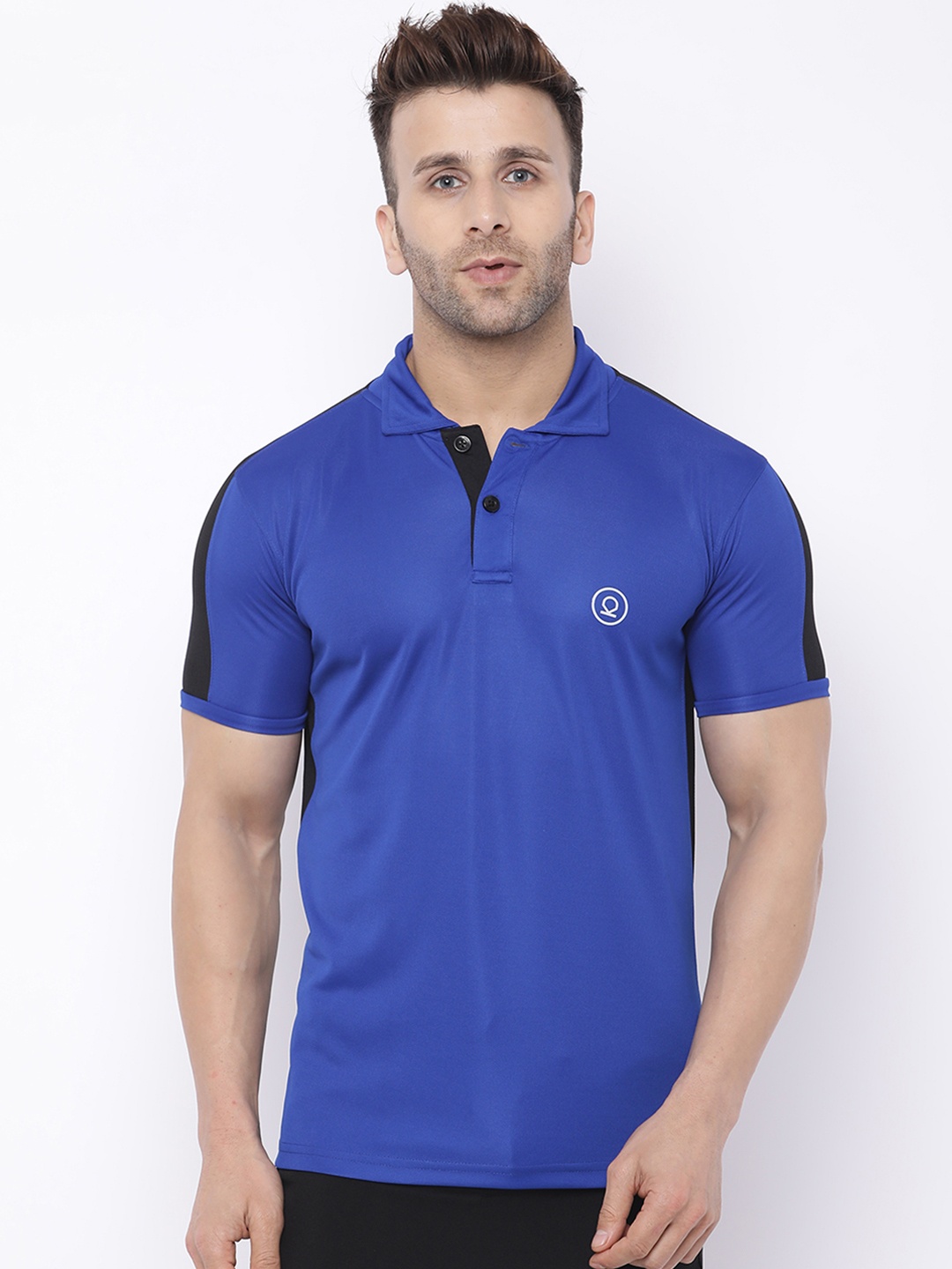 

Chkokko Men Blue Solid Polo Collar T-shirt
