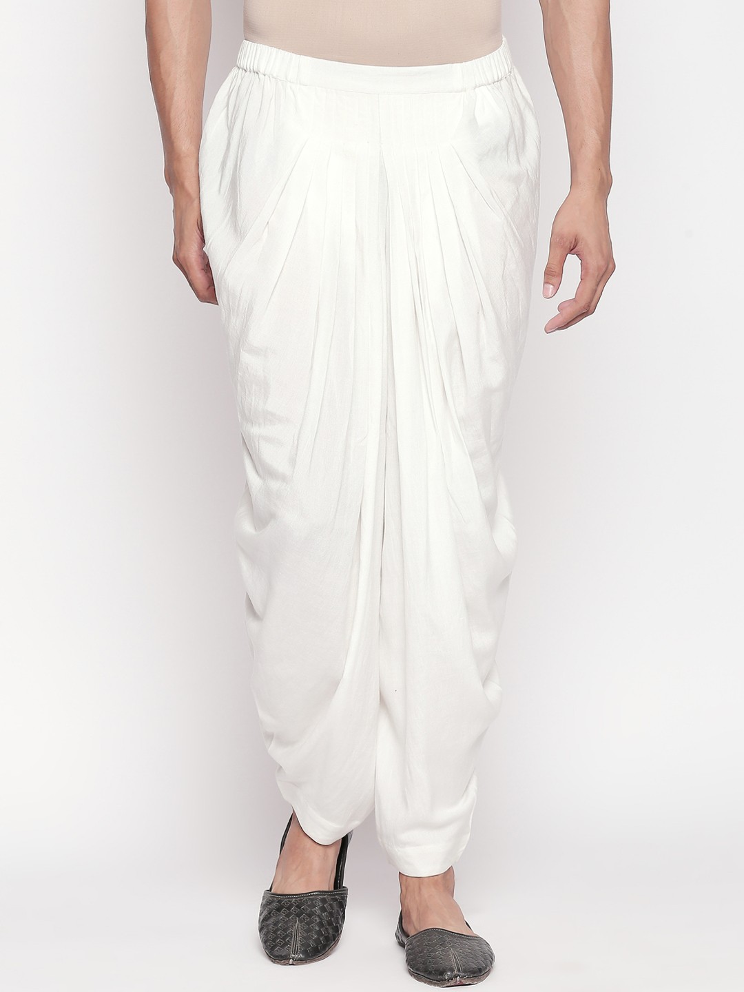 

indus route by Pantaloons Men Off White Solid Slim-Fit Dhoti Pants