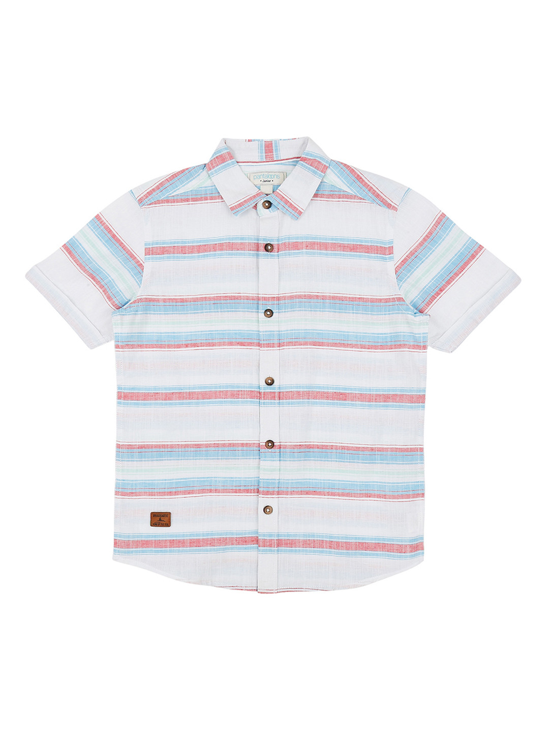 

Pantaloons Junior Boys Red & White Regular Fit Striped Casual Shirt