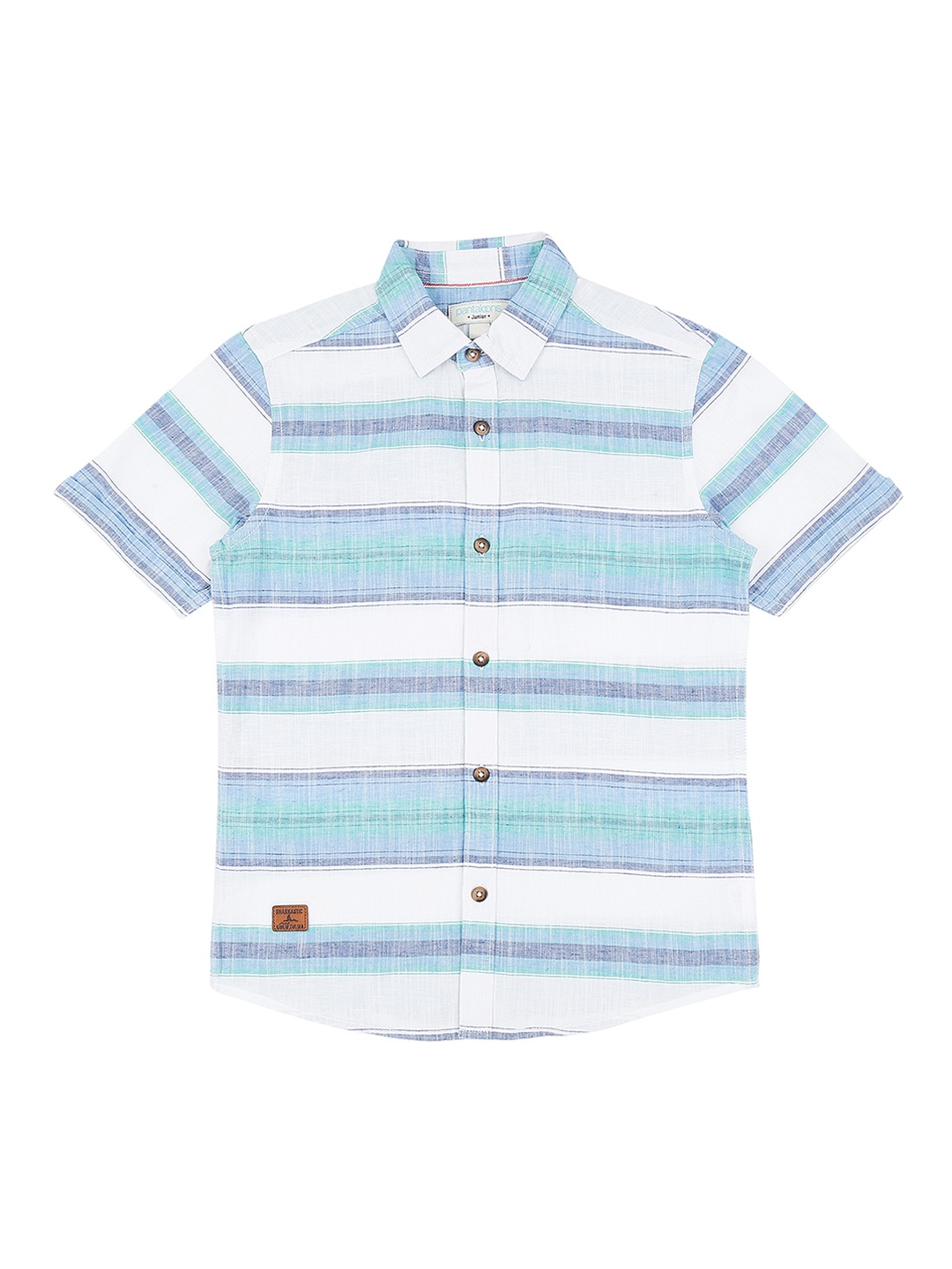 

Pantaloons Junior Boys Blue & White Regular Fit Striped Casual Shirt