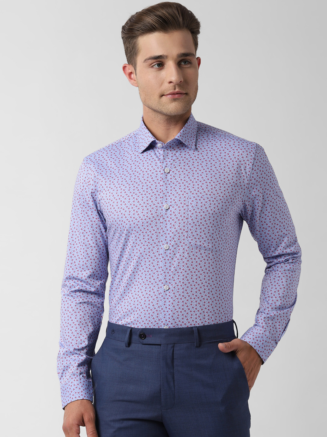 

Peter England Men Blue Slim Fit Printed Formal Shirt