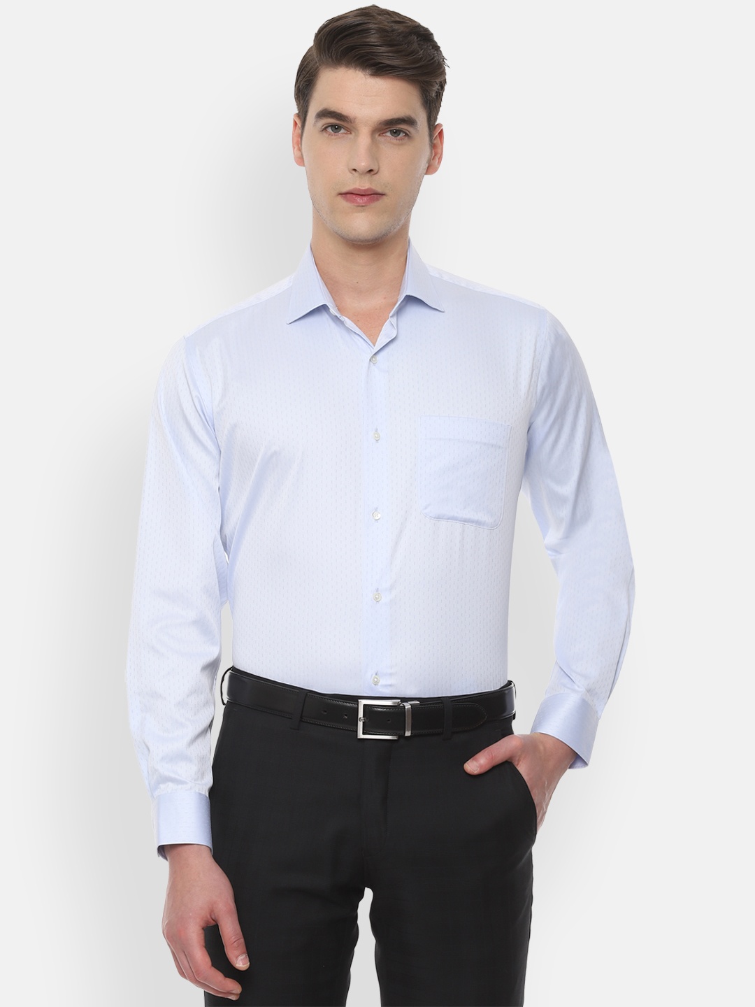 

Van Heusen Men Blue Regular Fit Self Design Formal Shirt