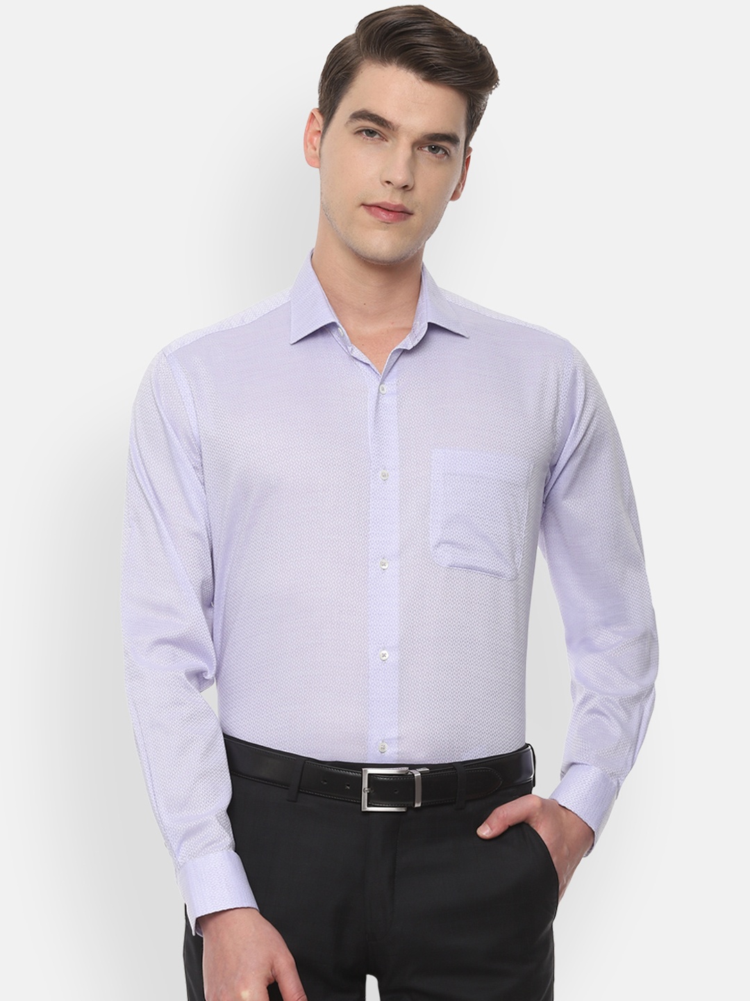 

Van Heusen Men Lavender Regular Fit Self Design Formal Shirt