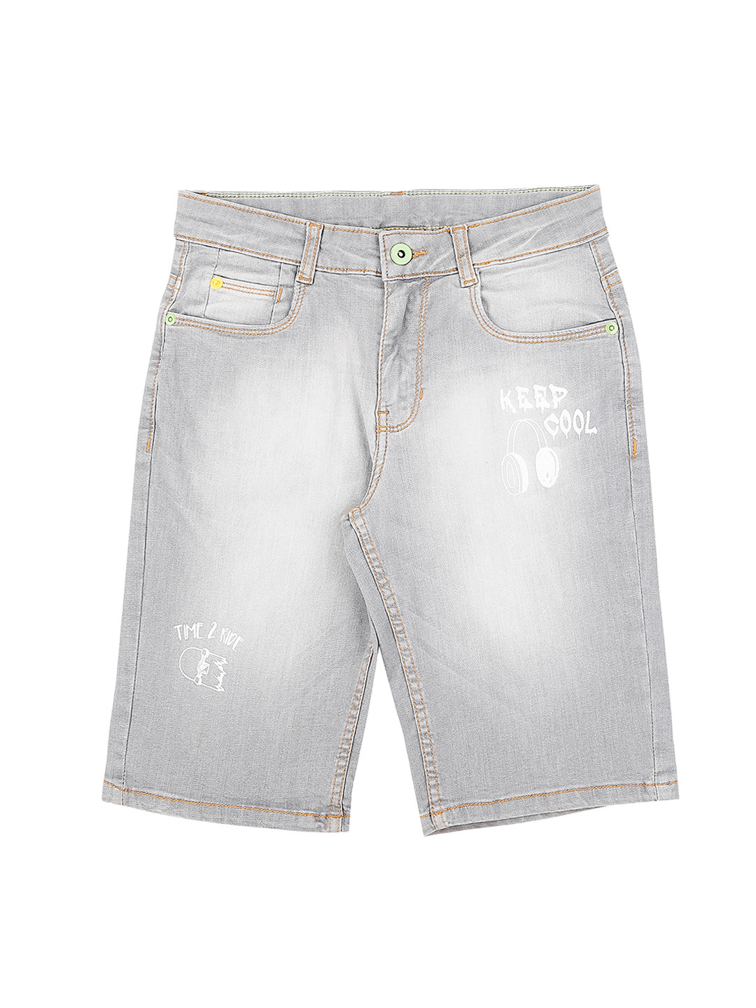 

Pantaloons Junior Boys Grey Washed Regular Fit Denim Shorts