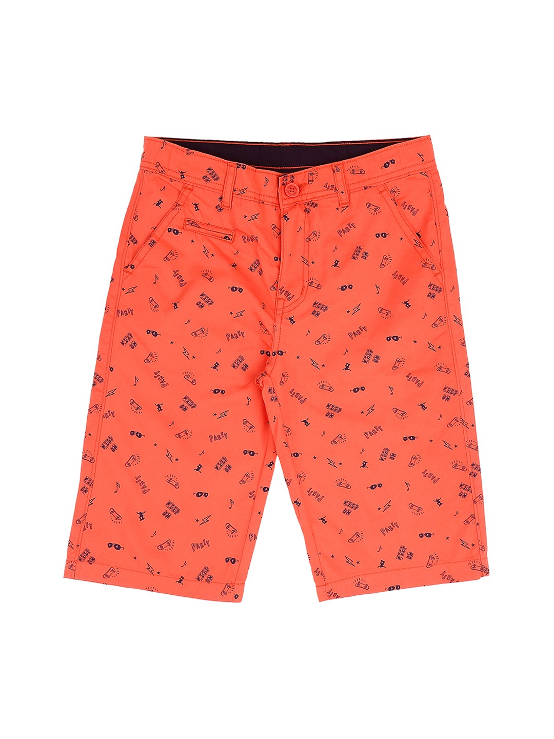 

Pantaloons Junior Boys Orange Printed Regular Fit Regular Shorts