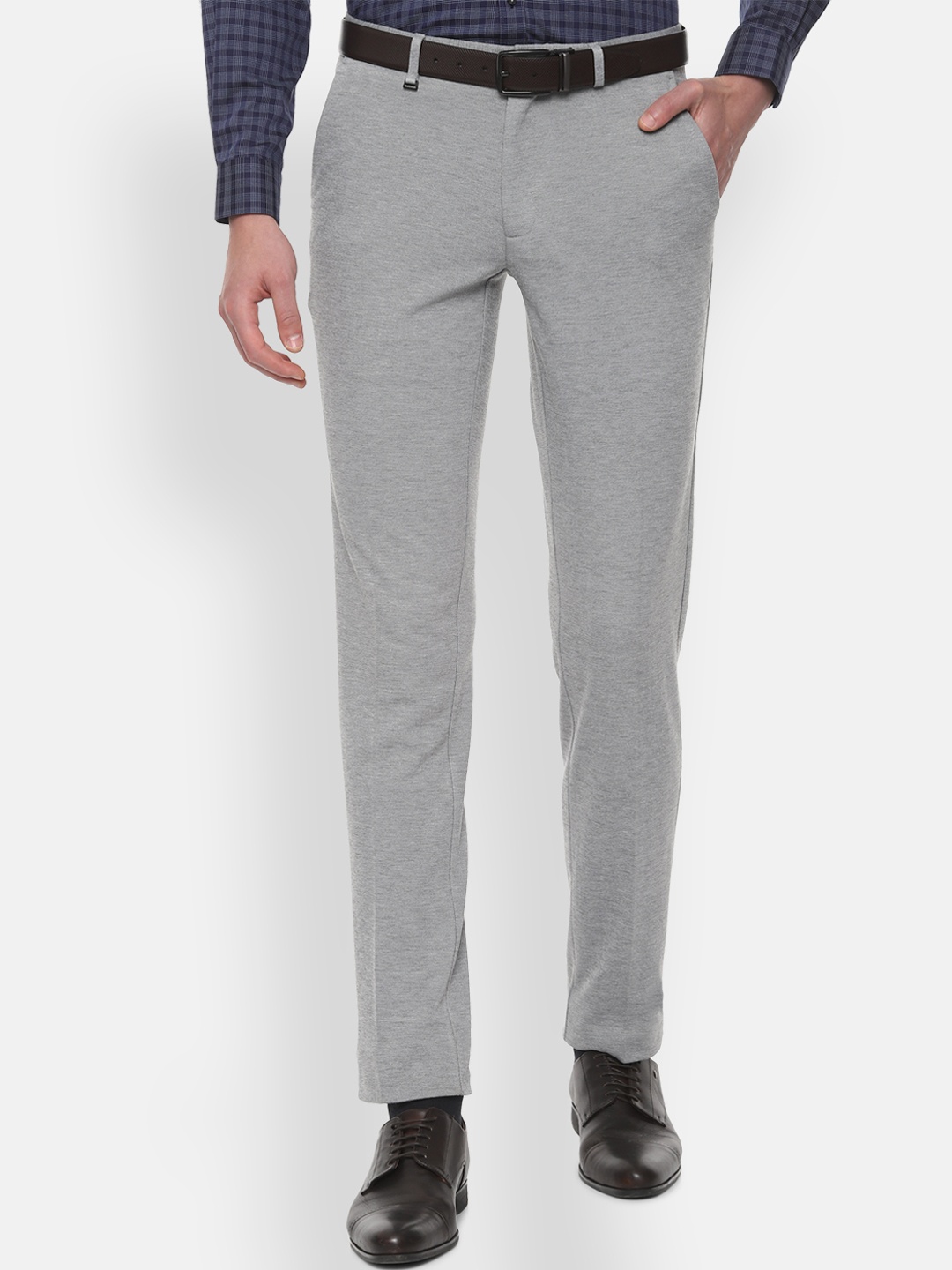 

Van Heusen Men Grey Slim Fit Solid Formal Trousers