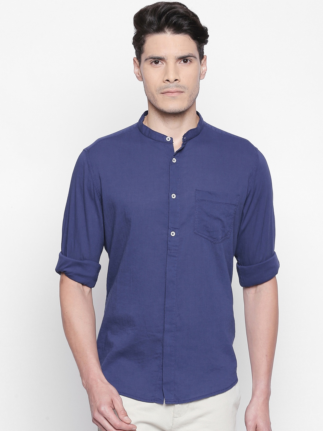 

Urban Ranger by pantaloons Men Blue Slim Fit Solid Casual Shirt