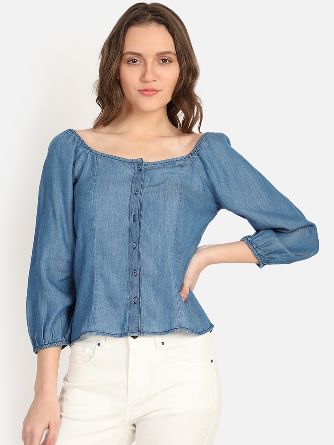 

COVER STORY Women Blue Solid Top