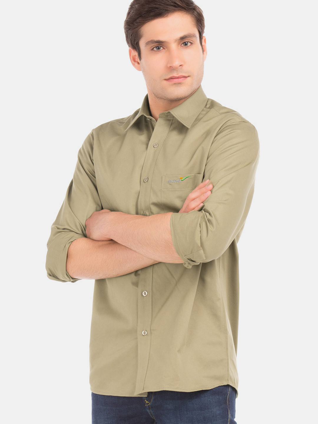 

Flying Machine Men Olive Brown Regular Fit Solid Casual Shirt