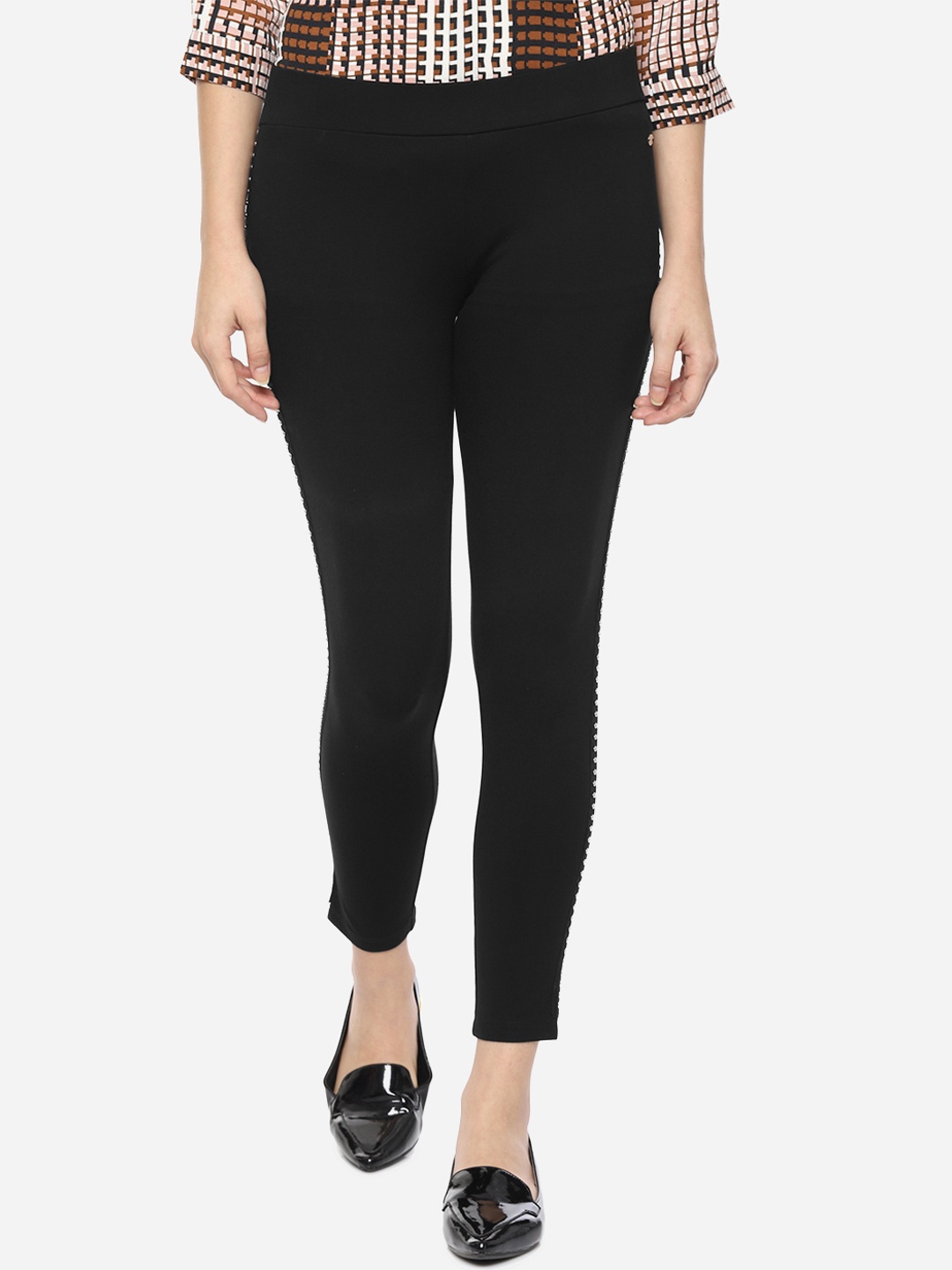 

Allen Solly Woman Women Black Regular Fit Solid Cigarette Trousers