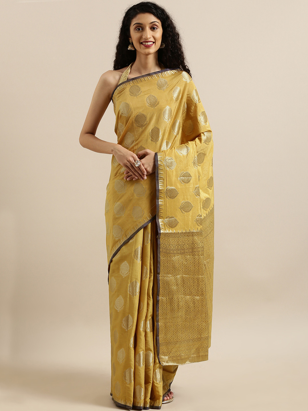 

MIMOSA Yellow Art Silk Woven Design Kanjeevaram Saree
