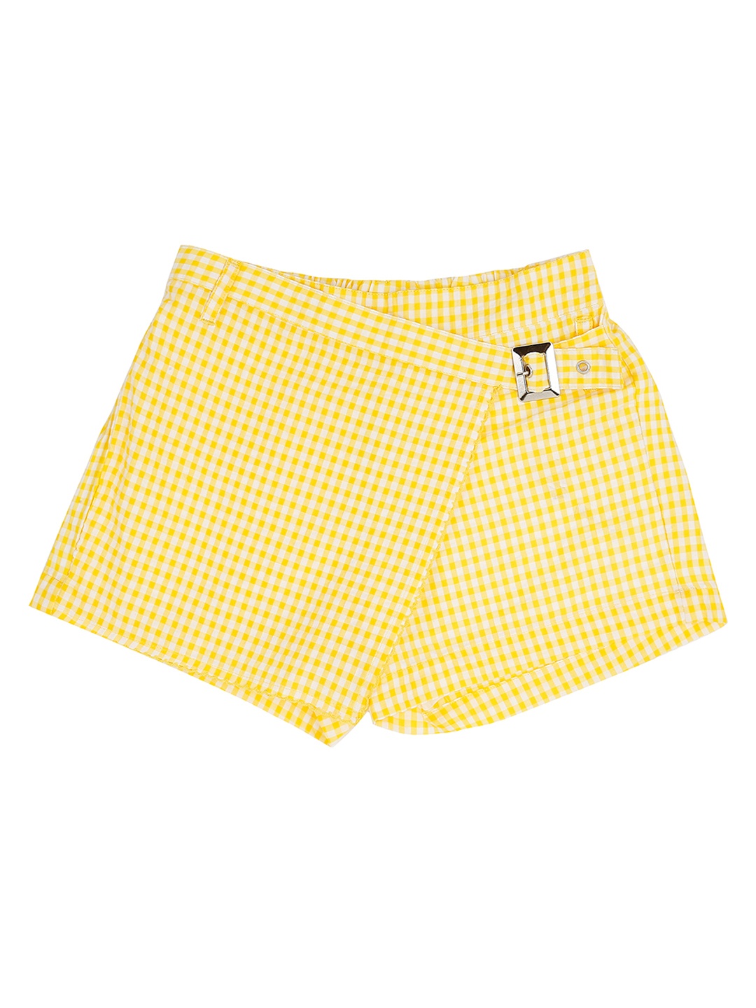 

Pantaloons Junior Girls Yellow Checked Hot Pants Shorts