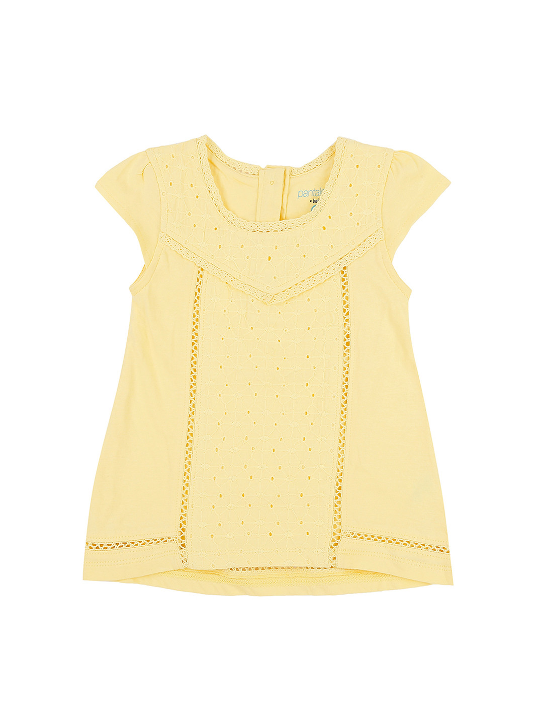 

Pantaloons Baby Girls Yellow Embroidered Pure Cotton Top
