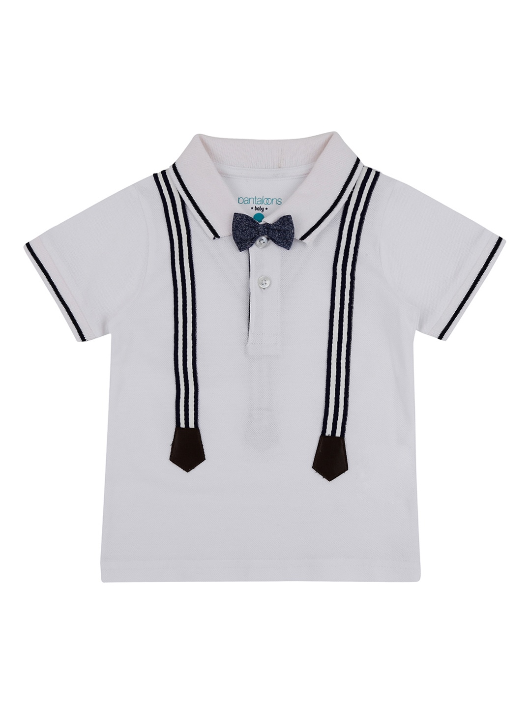 

Pantaloons Baby Boys White Solid Polo Collar Pure Cotton T-shirt
